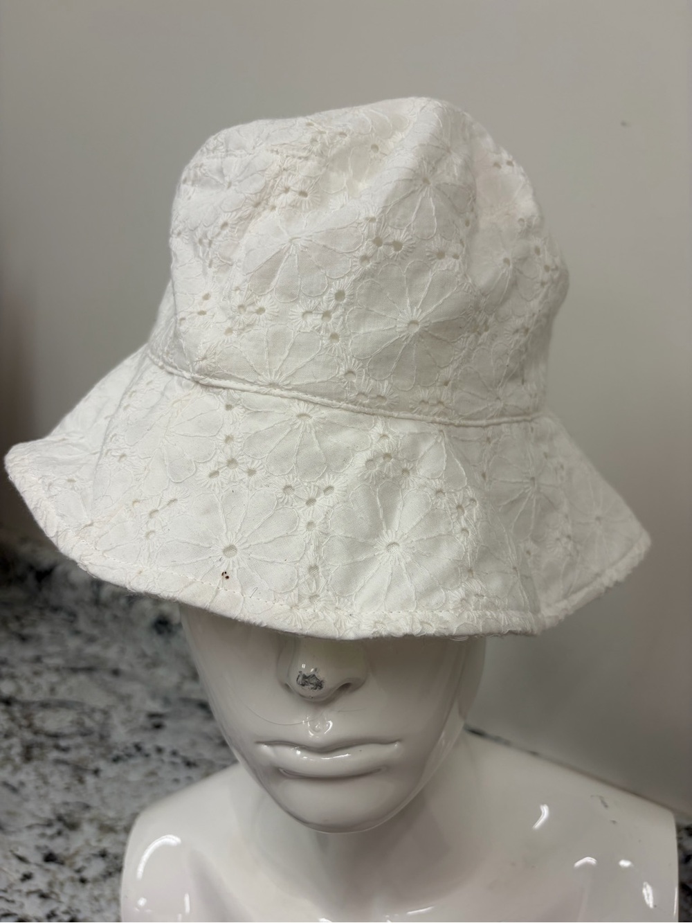 Barbour Cream Eyelet Floral Bucket Hat